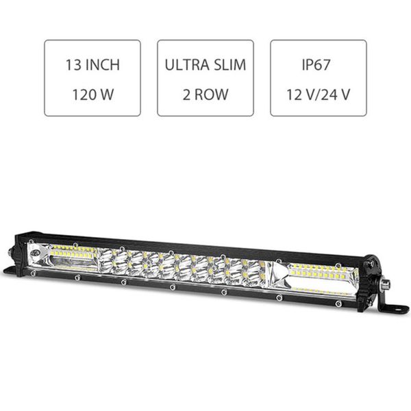 

led work light 7"13"20" 60w 120w 180w dual row ultra slim led light bar for atv