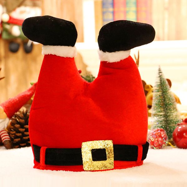 

1pc funny novelty red pants christmas hat santa claus legs cap christmas party decoration xmas hat for adults children supplies