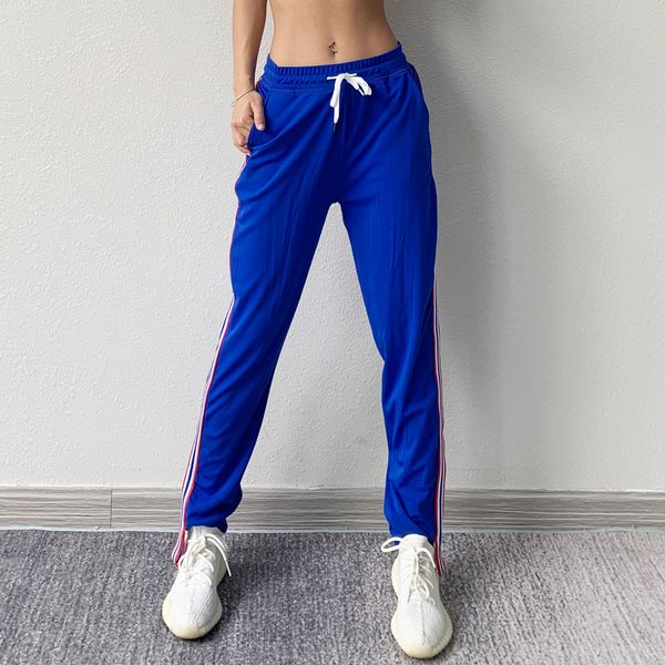 

binand striped women's sport pants pocket loose training pants lycra sports pants gym sportswear workout running trouser women