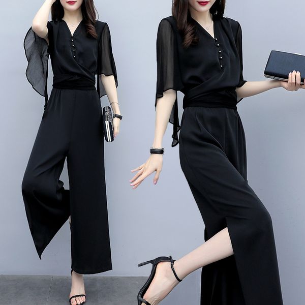 

chiffon women 2 piece set and pants batwing sleeve women's summer suit black ensemble femme survetement conjunto feminino, White