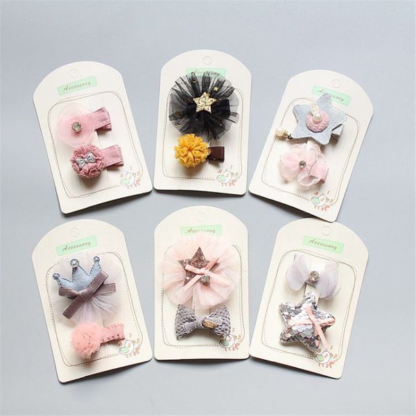 

10set/lot hair clip set cute cartoon hair accessories girl clip barrette flower animal headwear kids bow hairpin, Slivery;white