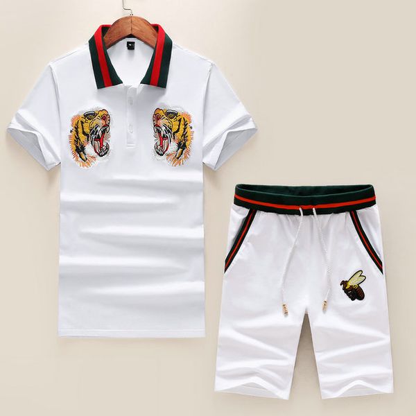 

2020 summer new lapel short-sleeved suit mens tracksuit men's pure cotton casual collared sports suit casual short-sleeved shorts track, Gray