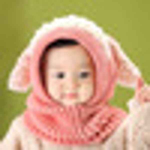 

cute baby kids hat lamb winter beanie hat scarf joint warm scarf earflap knitted cap toddler infant children neck warmer, Yellow