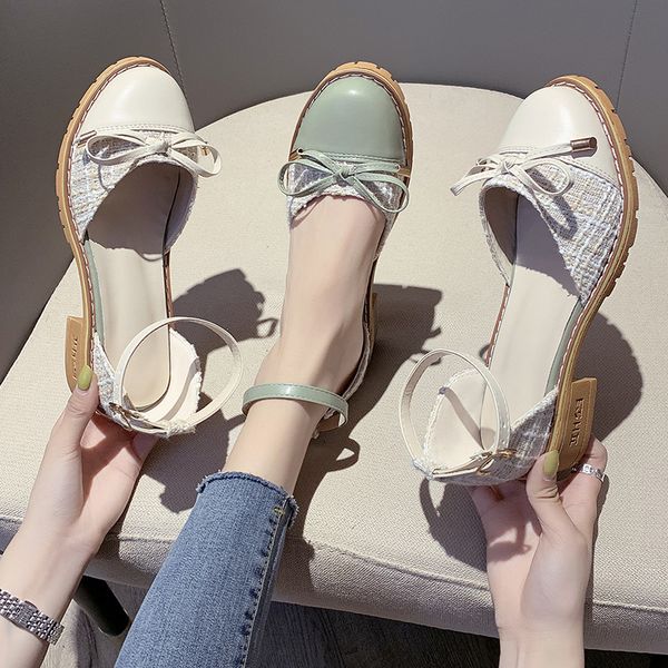 

comfort shoes for women block heels all-match shoes sandals 2020 summer shallow mouth suit female beige med comfort, Black