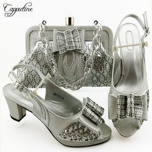 

nigerian classcis woman shoes and matching bags set african summer spike heels shoes and bag set for party dress 8colors stock, Black