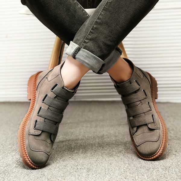 

winter men shoes snow short high army snow boots men's british tide short boots winter men, Black