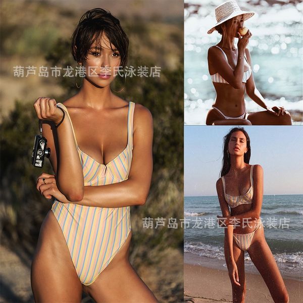 

2019 one-piece striped steel holder lee 2019 one-piece striped bikini bikini steel holder swimsuit lee swimsuit, White;black