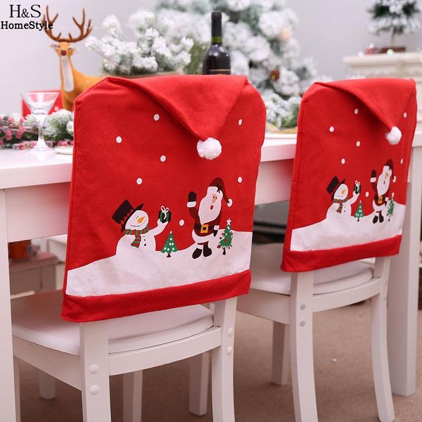 

red non-woven 4 cartoon party fabric decorating snowman pcs chair snowman old covers christmas man hat