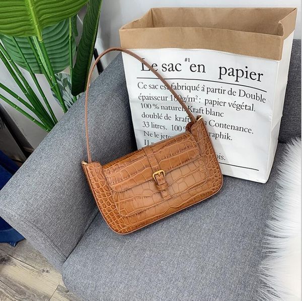

byfar underarm bag retro leather crossbody beige niche crocodile pattern ladies fashion genuine leather shoulder bag baguette
