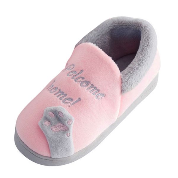 

women home slippers winter warm flip flop shoes cartoon cat girls cute non-slip warm indoors bedroom floor shoes slipper .17#, Black