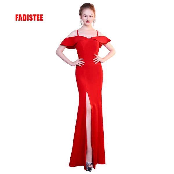 

new arrival elegant spaghetti strap dress evening party mermaid appliques beads long plus size style dress lace slit, Black;red