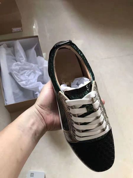 

red bottom sneakers man woman fashion designer low green rive holothurian party shoes with box l24