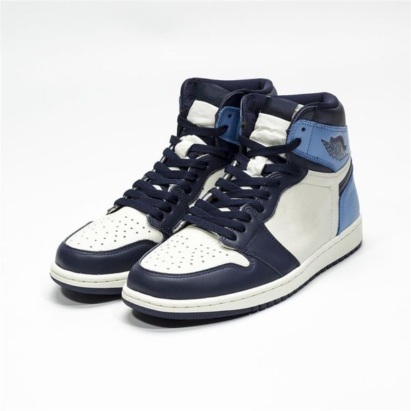

2019 new arrival 1 og high unc leather obsidian men basketball shoes university blue retro sail 555088-140 running sneakers size 7-13 -15