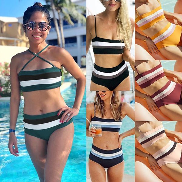 

drahi assori2020 color matching striped printing assori2020 color matching sling bikini bikini sling swimsuit striped printing swi, White;black