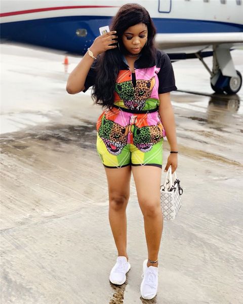 

летний женский дизайнер 2pcs штаны мода головы тигра печатных шорты комплект женские повседневные костюмы, White