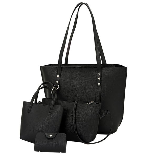 

ishowtienda fashion women handbags leather four-piece female shoulder crossbody bag clutch wallet retro bag#g30