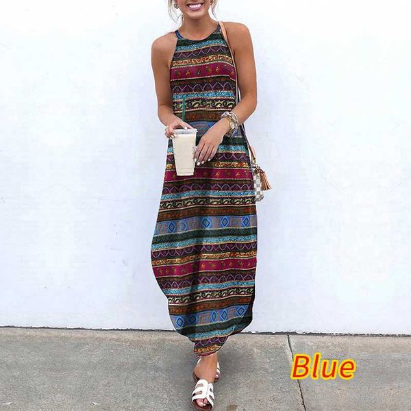 

vonda women sleeveless printed dress holiday bohemian party beach sundress loose irregular strap cocktail vestido plus size, Black;gray