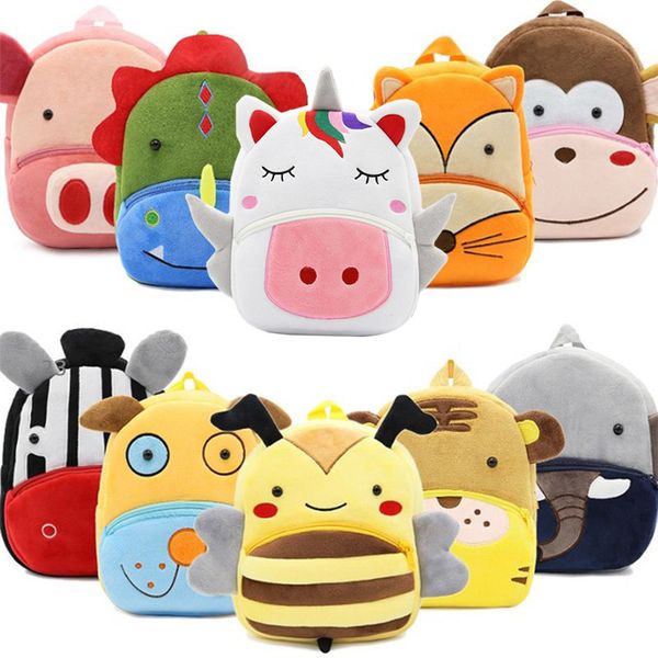 

girls boys cute plush school backpacks unicorn kindergarten 3d cartoon school bags children animal toys bag infantes mochila 2-4
