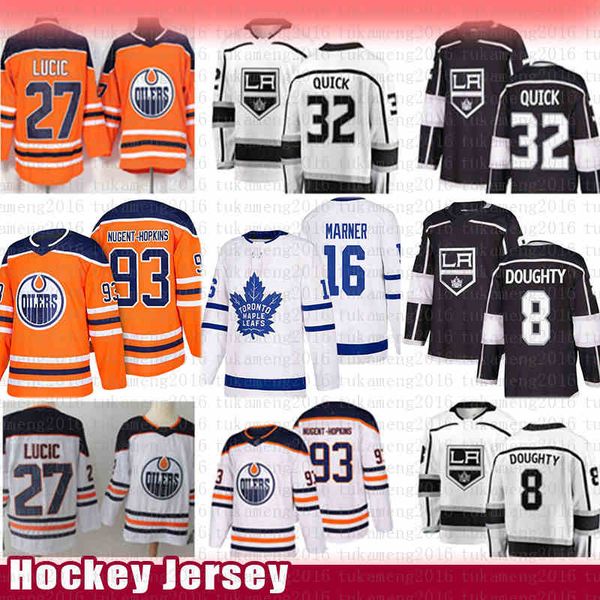 

Lo angele king drew doughty jonathan quick hockey jer ey edmonton oiler ryan nugent hopkin milan lucic toronto maple leaf mitch marner, Black;red