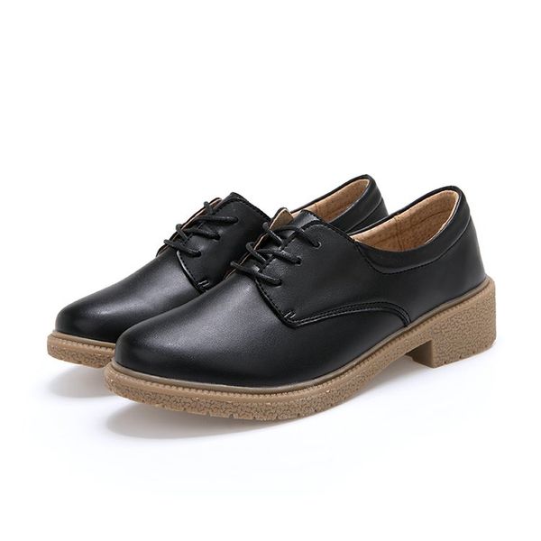 New Fashion British Style Work Shoes For Women, Lady Black Leather ...