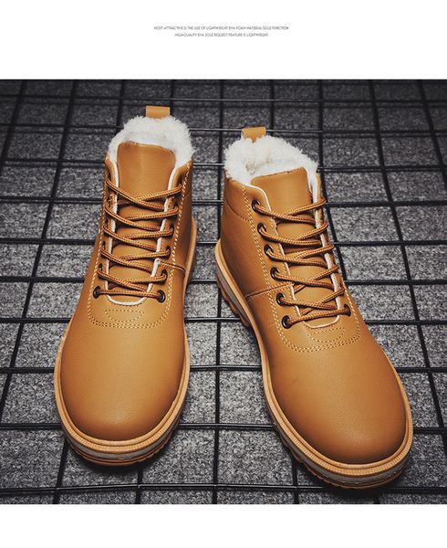

super warm men's winter pu leather ankle boots men autumn waterproof snow boots leisure martin autumn mens shoes