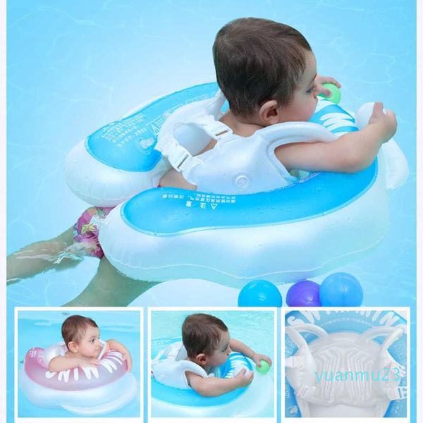 Toptan-Bebek Float Yüzme Halka Çift Kepçe Çocuklar Şişme Swim Tüp Trainer Havuzu 1-4 Yaşında Bebek 6-Airbag Çift katmanlı için