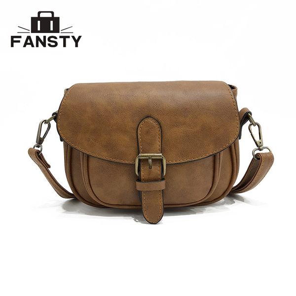 

fashion pu leather small shoulder bags brand design saddle retro cross body bags messenger women leather handbags