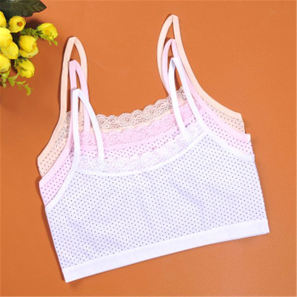 

new fashion young girls cotton camisoles lace dots breathable underwear printing lace vest comfortable teens camisole, Camo