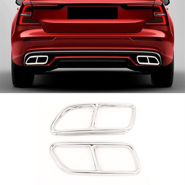 Из нержавеющей стали Автомобили Tail Горло рамки Декоративные наклейки для Volvo S60 V60 2014-2019 выхлопная труба Аксессуары