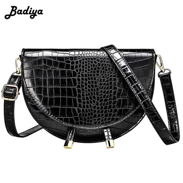 

chic semicircle design women shoulder bag brief alligator pattern crossbody bag versatile cellphone pack ladies