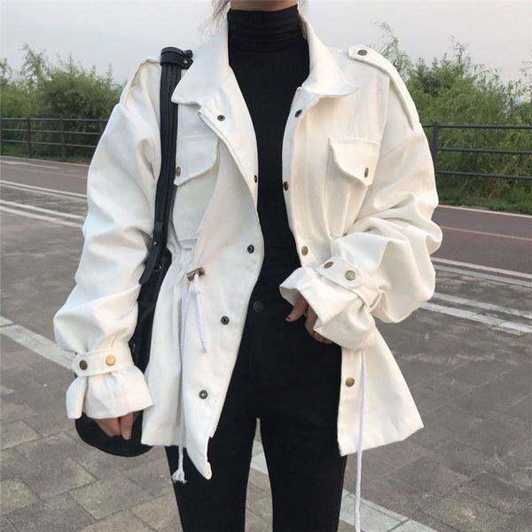 

women jackets winbreaker white top, Black;brown