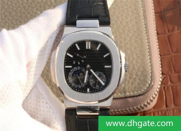 

editio pp-5712 fashion 40mm kinetic energy display calendar phase 316l fine steel plated mechanical movement mens watches, Slivery;brown