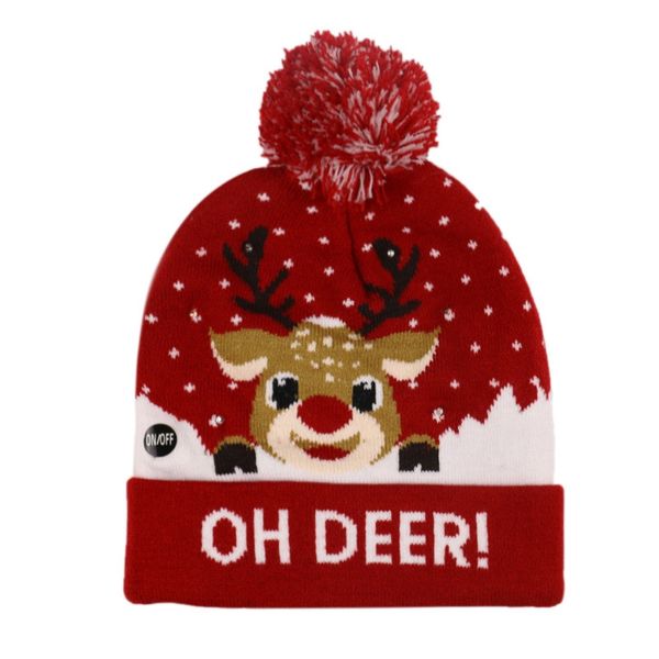 

winter new year christmas elk christmas tree flanged ball knitted hat with led colorful illuminated hat