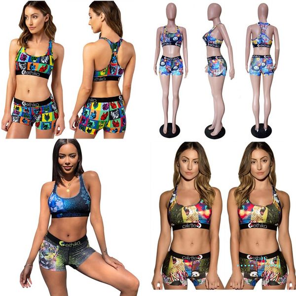 

womens swimsuit designer bikini set cartoon swimwear two piece vest bra+ shorts trunks beachwear for swimming water sports game c6304