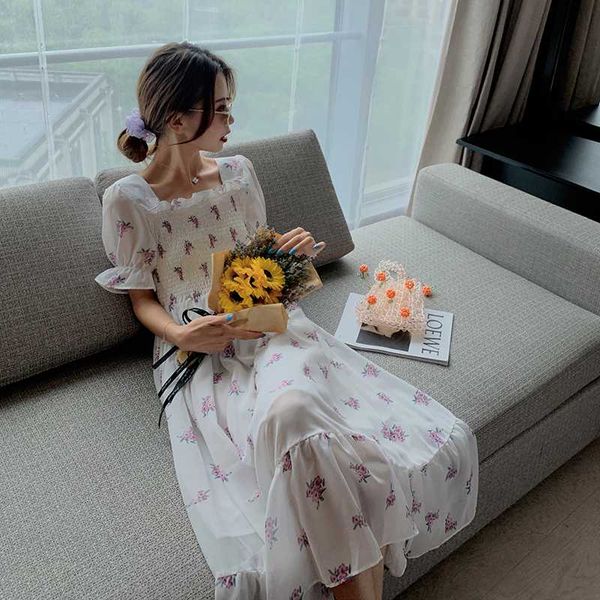 

материнство летняя мода платье puff площади рукава воротник натяжные высокой талией беременные женщины шифон цветочные платья отдыха, White