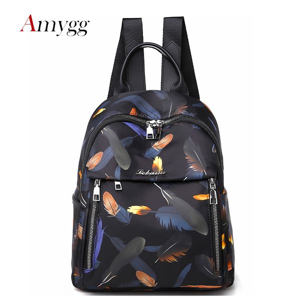

amygg brand waterproof oxford women backpacks school bag for women large capacity feather multifunctional bag new