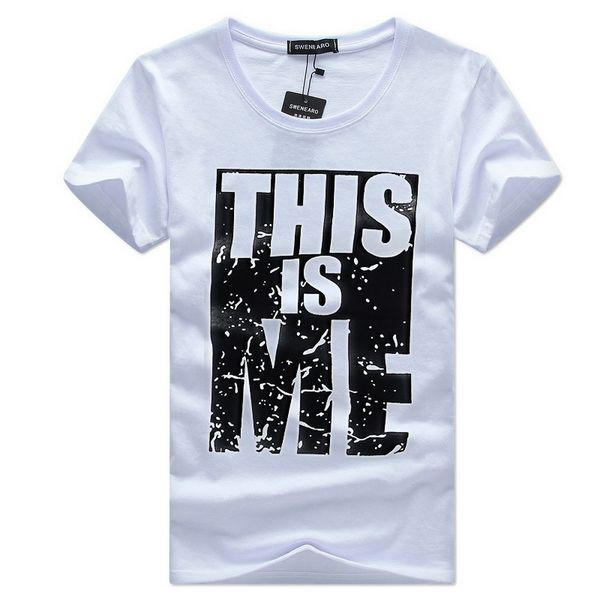 

new brand clothing men t-shirt swag t-shirt men cotton printing homme fitness hip hop t shirt, White;black