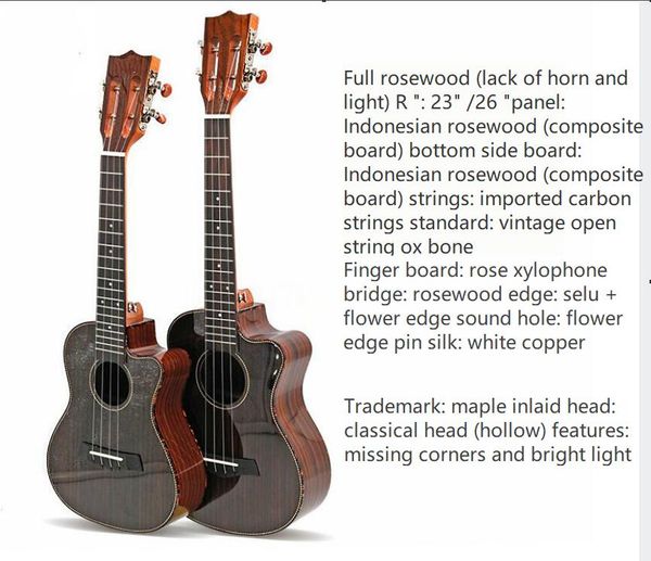

beautiful 26 inch rosewood light corner ukulele small guitar ukulele beginners entry instrument factory wholes ing