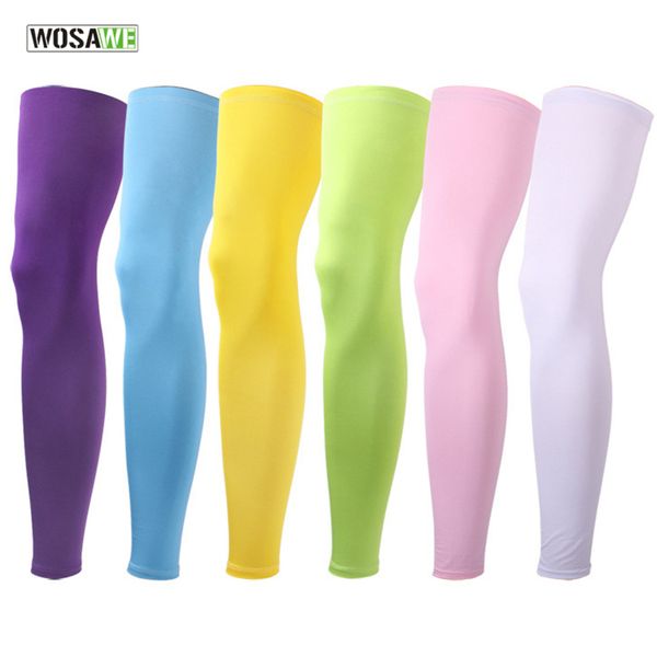 

wosawe sports men women mtb bike bicycle cycling leggings sunscreen for running hiking basketball soccer legwarmers, Black