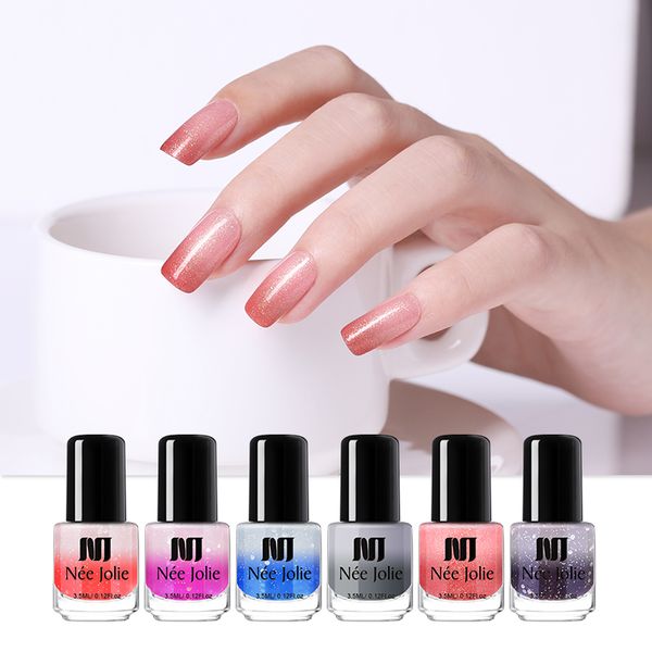 

nee jolie thermal nail polish glitter temperature color changing fast dry varnish shinny shimmer nail varnish