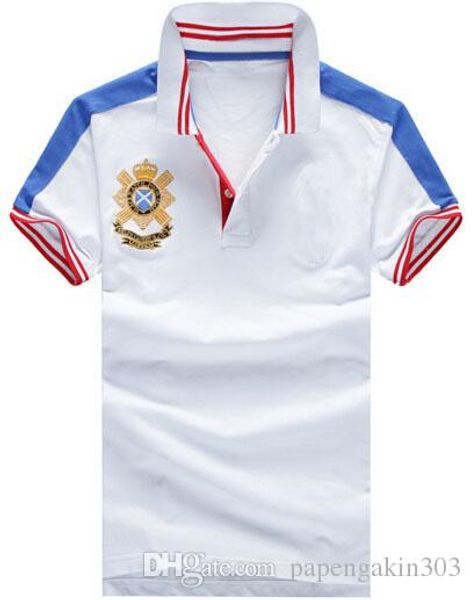 

summer spring solid polo shirts for men big horse embroidery male casual polos cotton tennis jersey tees t-shirt white navy blue, White;black