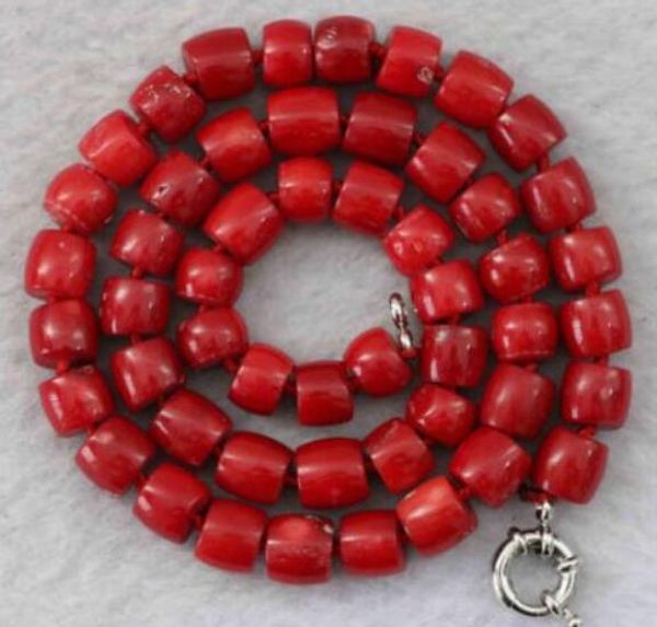 pedra FRETE GRÁTIS Natural vermelho coral 8-10mm irregular cadeia colar de pedra 17