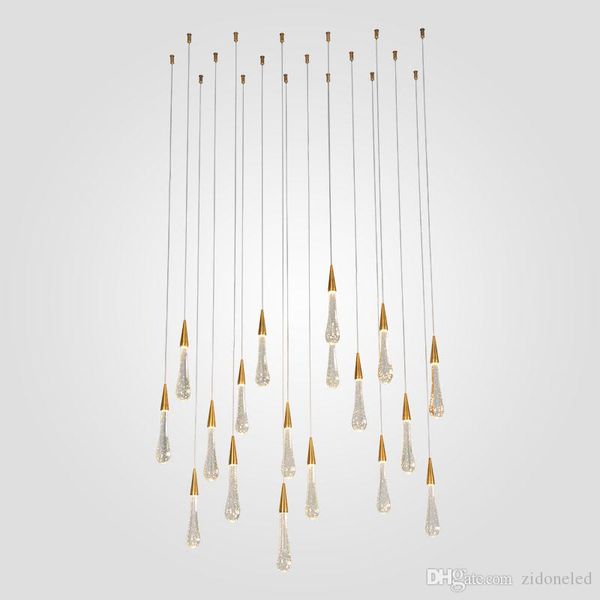 

luxury gold water drop crystal led pendant light european-style crystal chandelier lighting for living room restaurant decoration