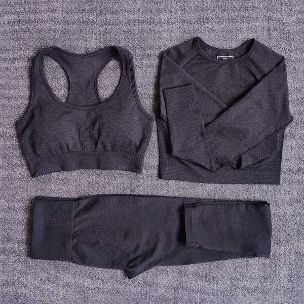 

women seamless yoga set fitness sports suits gym clothing long sleeve crop shirts high waist running leggings workout pants