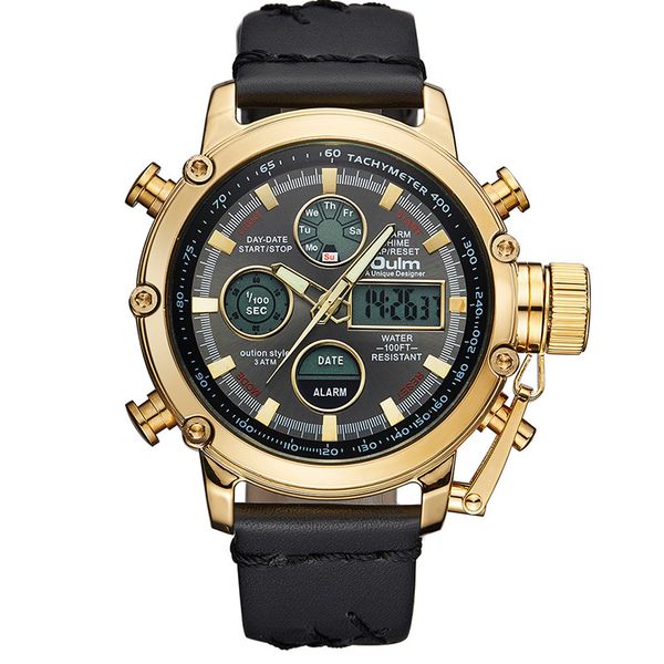 

foreign trade new oulm oulei mens watch fashion mens genuine leather quartz watch a generation hp 3811, Slivery;brown