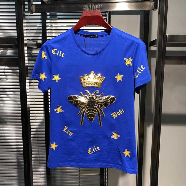 

bh03175fashion men's & tees 2020 runway european design short print party style t-shirts men's clothing, White;black