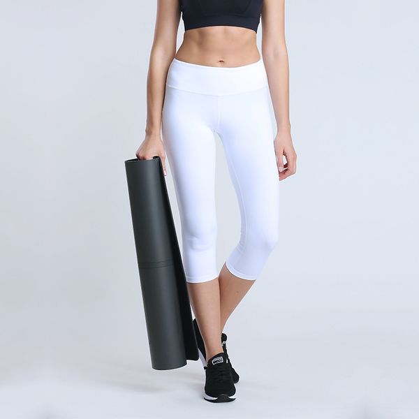 

nwt 2018 woman capris 4 way stretch fabric tummy control pant gym power flex yoga tight us4-us12 15 colors ing, White;red