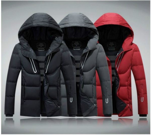 

winter men hoodied jacket outdoor duck down coat classic thick casual hooded down coat outerwear mens warm jackets parkas size m-3xl 3colors, Black