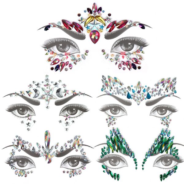 

glitter face jewels temporary tattoo sticker body gems gypsy festival adornment party face decoration tattoo beauty makeup tools