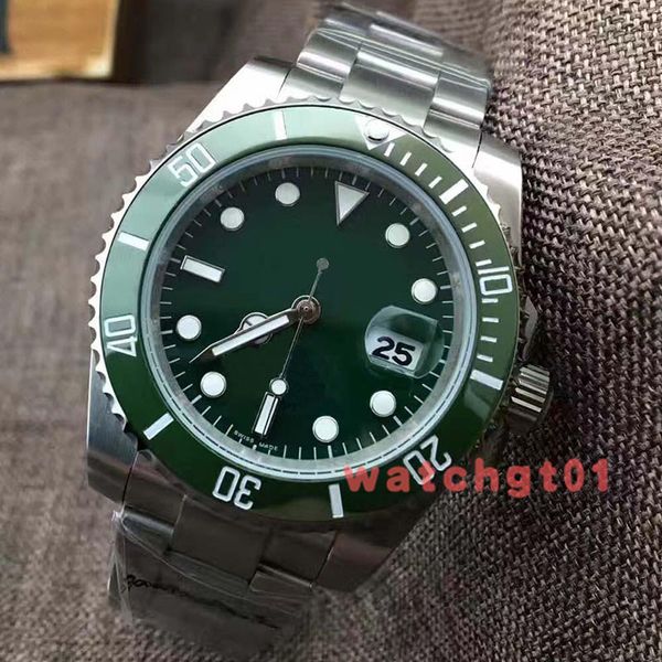 

men ceramic bezel glide lock mens mechanical steel automatic movement watch sports self-wind business men's watches wristwatch, Slivery;brown